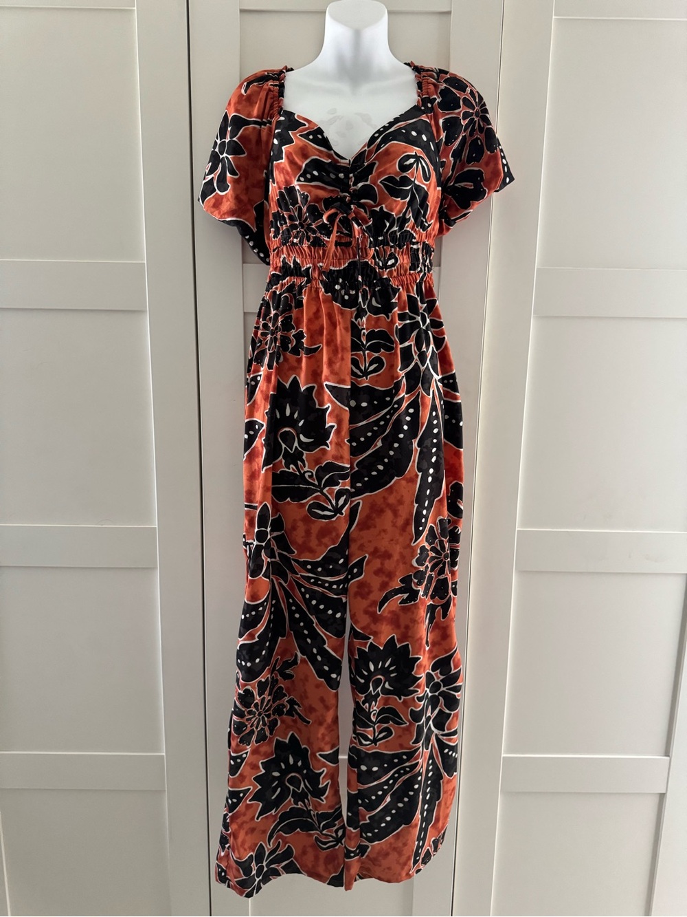 Rust Floral Maxi Jumpsuit